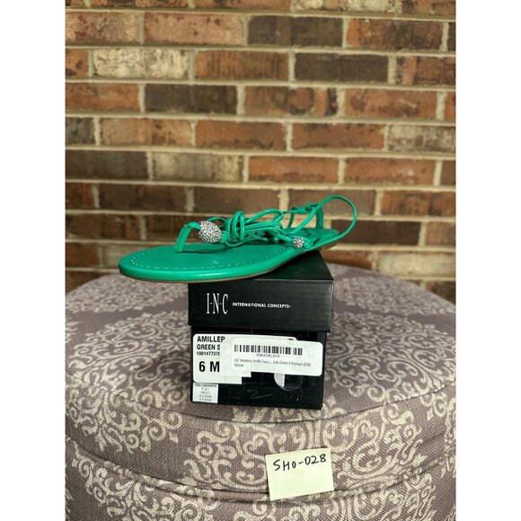 INC Women's Amille Faux Leather Ankle Tie Strappy Sandals Green Size 6 Medium - Picture 4 of 4
